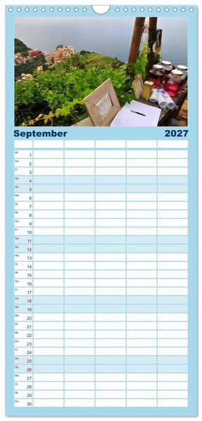 Produktbild: Familienplaner 2027 - Cinque Terre - die bunten D&ouml;rfer Liguriens mit 5 Spalten (Wandkalender, 21 x 45 cm) CALVENDO