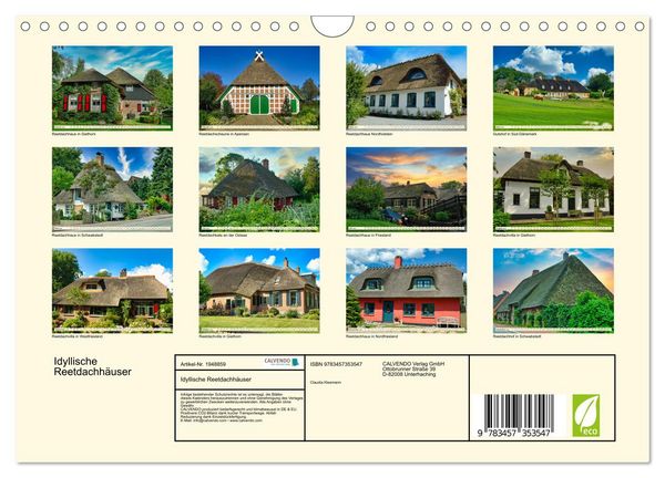 Produktbild: Idyllische Reetdachh&auml;user (Wandkalender 2026 DIN A4 quer), CALVENDO Monatskalender