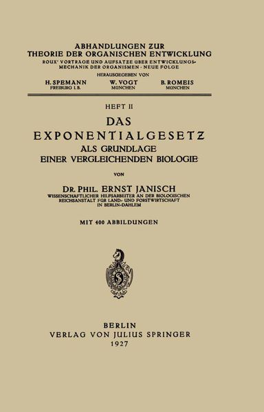 Produktbild: Das Exponentialgesetz als Grundlage einer Vergleichenden Biologie