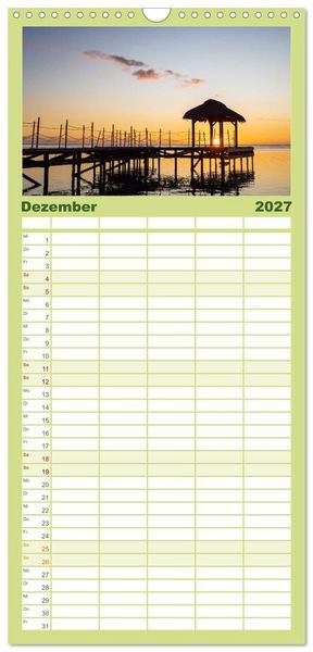 Produktbild: Familienplaner 2027 - Trauminseln der Welt - Mauritius mit 5 Spalten (Wandkalender, 21 x 45 cm) CALVENDO