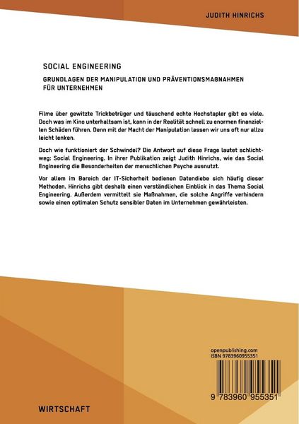 Produktbild: Social Engineering. Grundlagen der Manipulation und Pr&auml;ventionsma&szlig;nahmen f&uuml;r Unternehmen
