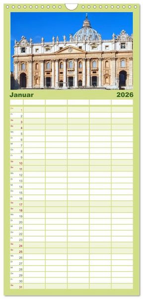 Produktbild: Familienplaner 2026 - In Liebe Dein Rom mit 5 Spalten (Wandkalender, 21 x 45 cm) CALVENDO