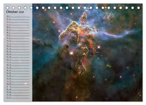 Produktbild: Der Weltraum. Spektakul&auml;re Gasnebel und Galaxien (Tischkalender 2026 DIN A5 quer), CALVENDO Monatskalender