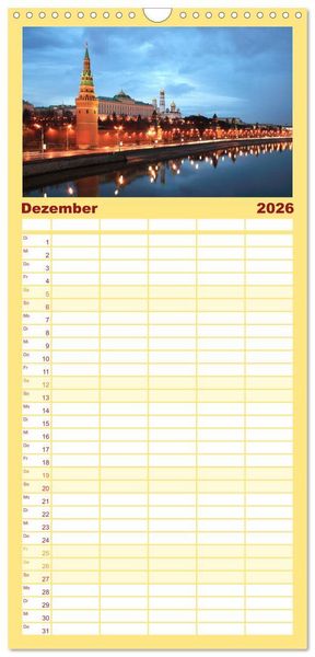Produktbild: Familienplaner 2026 - Goldenes Russland mit 5 Spalten (Wandkalender, 21 x 45 cm) CALVENDO