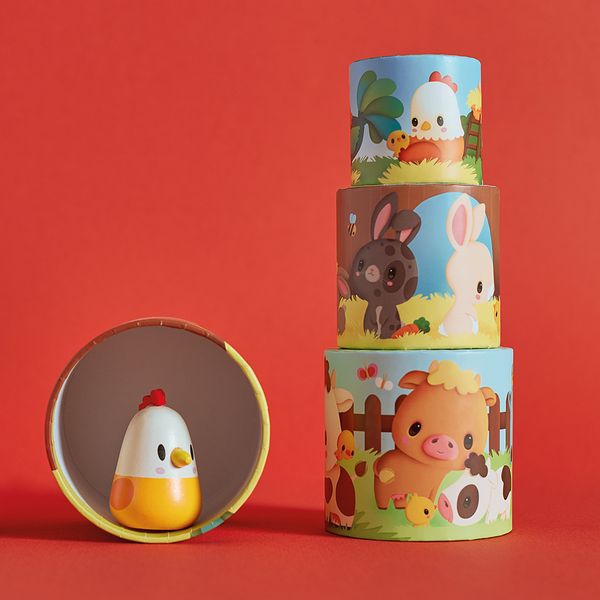 Produktbild: Motorikspielzeug &bdquo;Meine erste Bauernhof-Pyramide&ldquo; &ndash; 6-teiliges Lernspiel mit Mutter Henne f&uuml;r Kinder ab 12 Monaten
