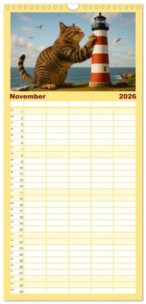 Produktbild: Familienplaner 2026 - Katzen Weltherrschaft mit 5 Spalten (Wandkalender, 21 x 45 cm) CALVENDO