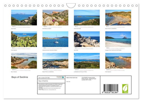 Produktbild: Bays of Sardinia (Wall Calendar 2026 DIN A4 landscape), CALVENDO 12 Month Wall Calendar