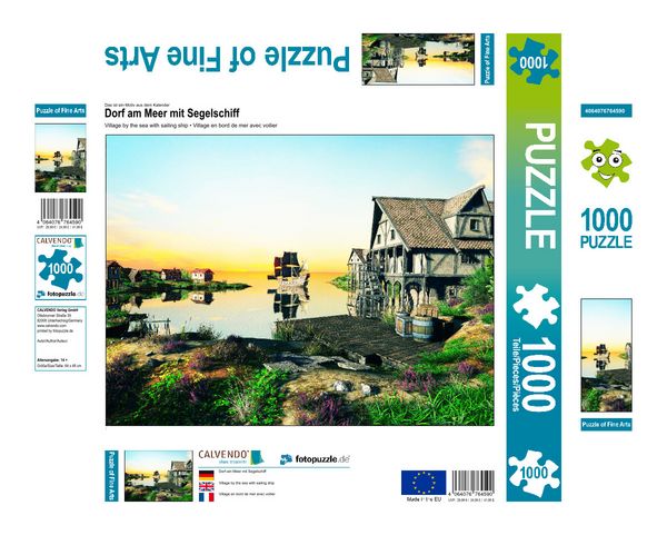 Produktbild: CALVENDO Puzzle Dorf am Meer mit Segelschiff | 1000 Teile Lege-Gr&ouml;&szlig;e 64x48cm Foto-Puzzle f&uuml;r gl&uuml;ckliche Stunden