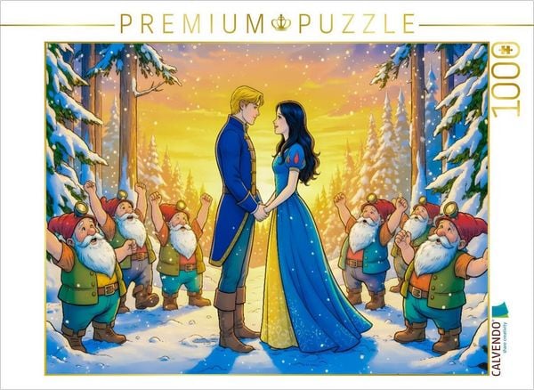 CALVENDO Puzzle Das glückliche Ende im verschneiten Wald | 1000 Teile Lege-Größe 64 × 48 cm Foto-Puzzle für glückliche Stunden