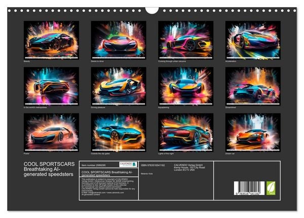 Produktbild: COOL SPORTSCARS Breathtaking AI-generated speedsters (Wall Calendar 2026 DIN A3 landscape), CALVENDO 12 Month Wall Calendar