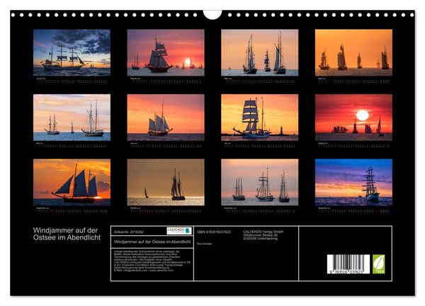 Produktbild: Windjammer auf der Ostsee im Abendlicht (Wandkalender 2026 DIN A3 quer), CALVENDO Monatskalender