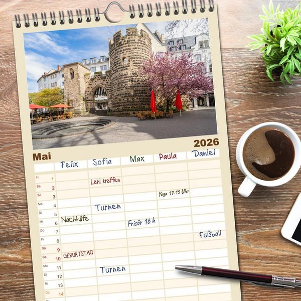 Produktbild: Familienplaner 2026 - Bonn Impressionen mit 5 Spalten (Wandkalender, 21 x 45 cm) CALVENDO