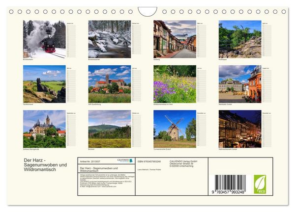 Produktbild: Der Harz - Sagenumwoben und Wildromantisch (Wandkalender 2026 DIN A4 quer), CALVENDO Monatskalender