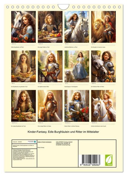 Produktbild: Kinder-Fantasy. Edle Burgfr&auml;ulein und Ritter im Mittelalter (Wandkalender 2026 DIN A4 hoch), CALVENDO Monatskalender