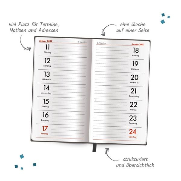 Produktbild: TR&Ouml;TSCH - Taschenterminer Soft Touch Anthrazit 2027