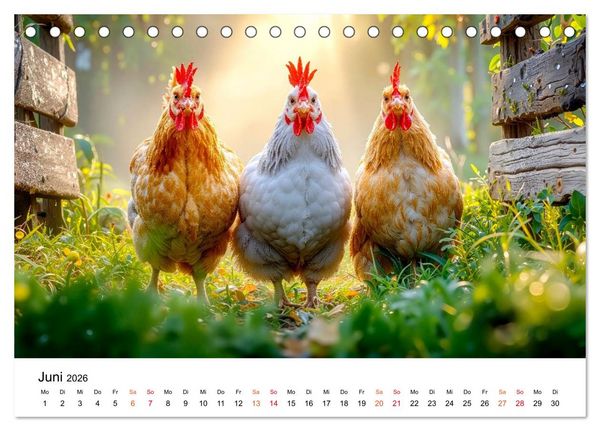 Produktbild: H&uuml;hner - gefiedert durchs Jahr (Tischkalender 2026 DIN A5 quer), CALVENDO Monatskalender