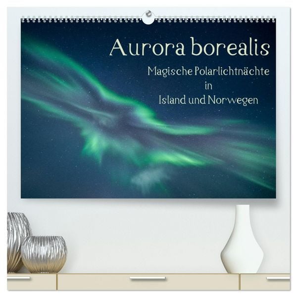Produktbild: Aurora borealis - Magische Polarlichtn&auml;chte in Island und Norwegen (hochwertiger Premium Wandkalender 2026 DIN A2 quer), Kunstdruck in Hochglanz