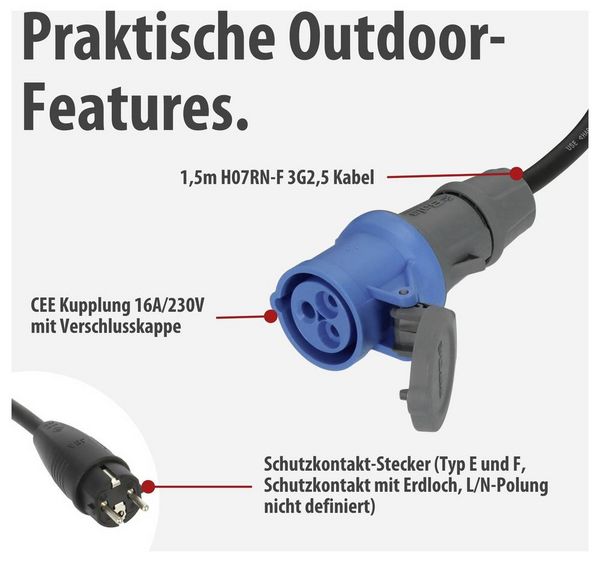 Produktbild: Brennenstuhl 1133910025 CEE Adapterkabel 230V 1St.