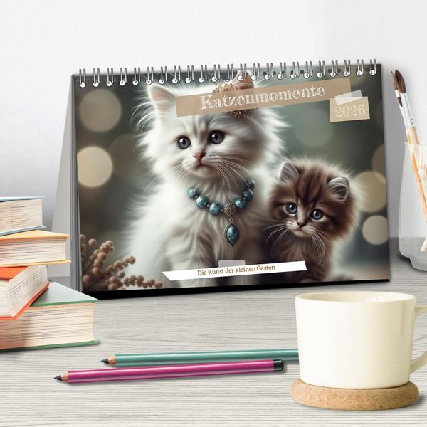 Produktbild: Katzenmomente (Tischkalender 2026 DIN A5 quer), CALVENDO Monatskalender