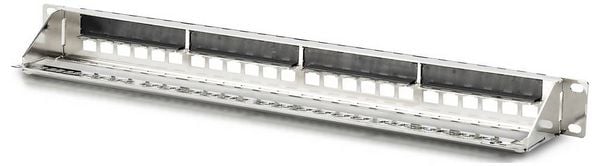 Produktbild: Digitus DN-91411-G 24 Port Patch-Panel 483 mm (19") 1 HE Stahl, Verzinkt, Schwarz, Schwarz (RAL 9005), Metall Unbest&uuml;ckt