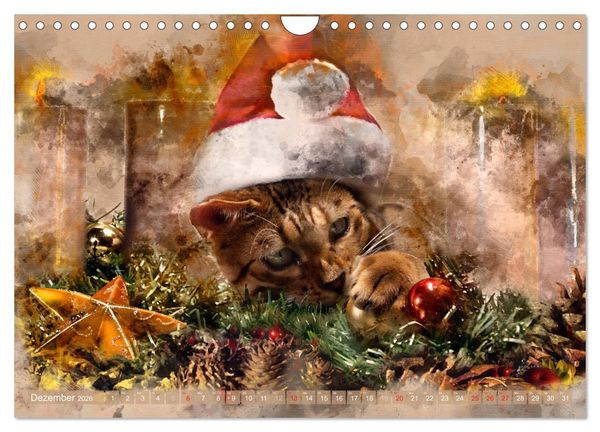 Produktbild: Katzenkalender mausgemalt (Wandkalender 2026 DIN A4 quer), CALVENDO Monatskalender