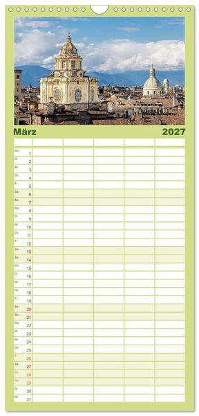 Produktbild: Familienplaner 2027 - Piemont - Norditaliens stille Sch&ouml;nheit mit 5 Spalten (Wandkalender, 21 x 45 cm) CALVENDO