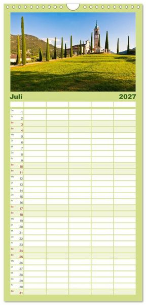 Produktbild: Familienplaner 2027 - TESSIN Werner Dieterich mit 5 Spalten (Wandkalender, 21 x 45 cm) CALVENDO