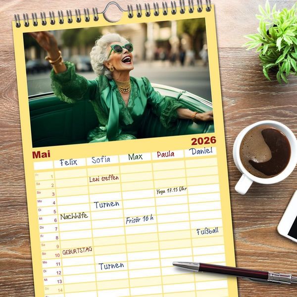 Produktbild: Familienplaner 2026 - Zeit f&uuml;r Party mit 5 Spalten (Wandkalender, 21 x 45 cm) CALVENDO