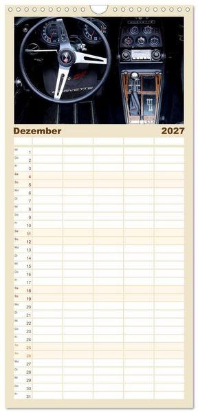 Produktbild: Familienplaner 2027 - Ikonische US-Car Armaturenbretter mit 5 Spalten (Wandkalender, 21 x 45 cm) CALVENDO