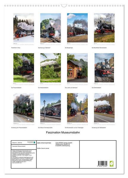 Produktbild: Faszination Museumsbahn (Wandkalender 2026 DIN A2 hoch), CALVENDO Monatskalender