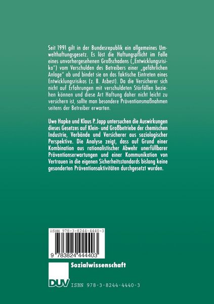 Produktbild: Pr&auml;vention und Umwelthaftung