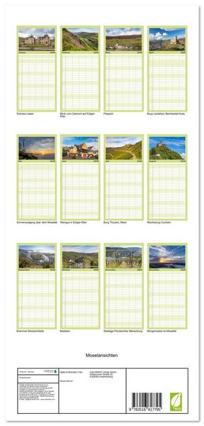 Produktbild: Familienplaner 2026 - Moselansichten mit 5 Spalten (Wandkalender, 21 x 45 cm) CALVENDO