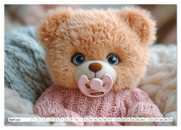 Produktbild: Teddy Babykalender - Jeden Monat zum Knuddeln s&uuml;&szlig; (Tischkalender 2026 DIN A5 quer), CALVENDO Monatskalender