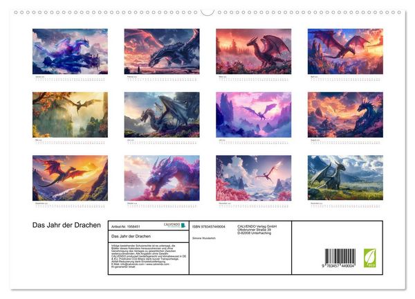 Produktbild: Das Jahr der Drachen (hochwertiger Premium Wandkalender 2026 DIN A2 quer), Kunstdruck in Hochglanz