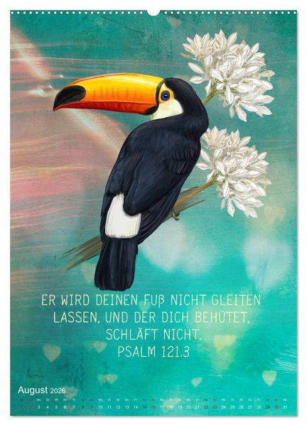 Produktbild: Bibelworte f&uuml;r Vogelfreunde (Wandkalender 2026 DIN A2 hoch), CALVENDO Monatskalender
