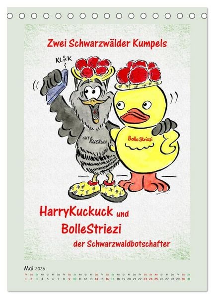 Produktbild: Bollenhut Cartoons (Tischkalender 2026 DIN A5 hoch), CALVENDO Monatskalender