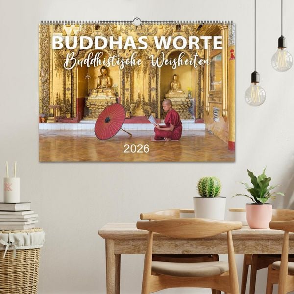 Produktbild: BUDDHAS WORTE - Buddhistische Weisheiten (Wandkalender 2026 DIN A2 quer), CALVENDO Monatskalender