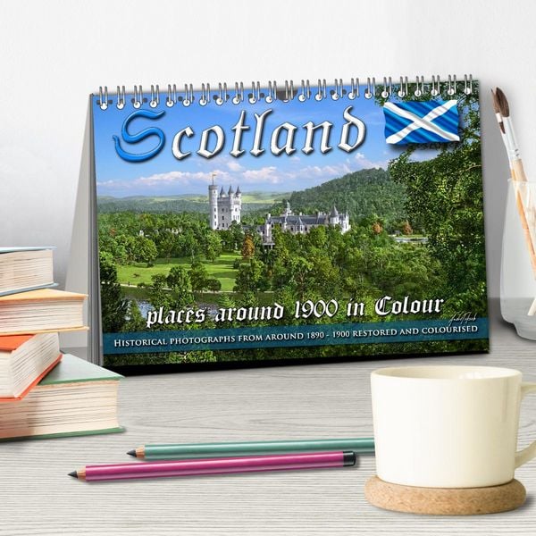Produktbild: Scotland around 1900 - photos restored and colourised (Desk Calendar 2026 DIN A5 landscape), CALVENDO 12 Month DeskCalendar