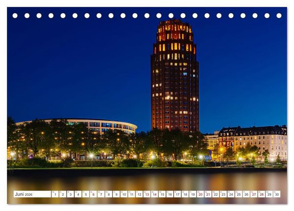 Produktbild: Frankfurt am Main - at night (Tischkalender 2026 DIN A5 quer), CALVENDO Monatskalender