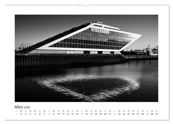 Produktbild: Hamburg in schwarz-weiss (Wandkalender 2026 DIN A2 quer), CALVENDO Monatskalender