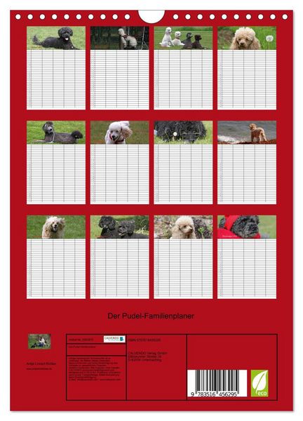 Produktbild: Der Pudel-Familienplaner (Wandkalender 2026 DIN A4 hoch), CALVENDO Monatskalender