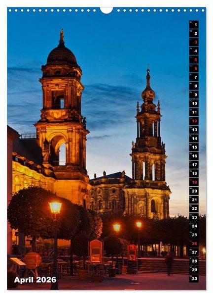 Produktbild: Dresden bei Nacht (Wandkalender 2026 DIN A3 hoch), CALVENDO Monatskalender