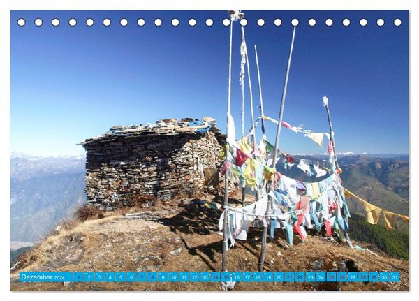 Bhutan - Frieden und Glück im Himalaya (Tischkalender 2024 DIN A5 quer), CALVENDO Monatskalender