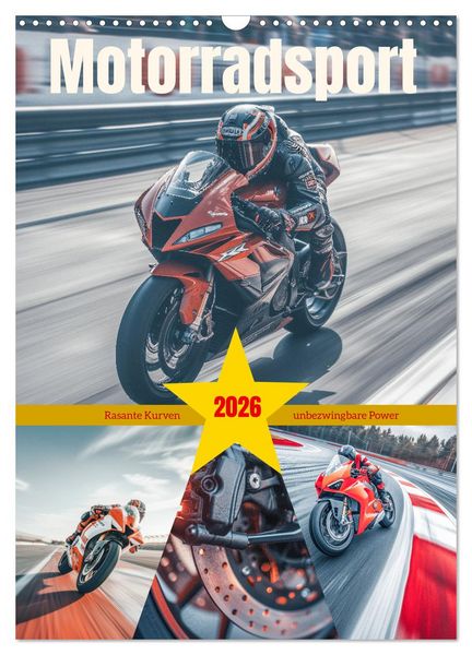 Produktbild: Motorradsport (Wandkalender 2026 DIN A3 hoch), CALVENDO Monatskalender