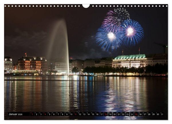 Produktbild: Mein Hamburg - Am sch&ouml;nsten bei Nacht (Wandkalender 2026 DIN A3 quer), CALVENDO Monatskalender