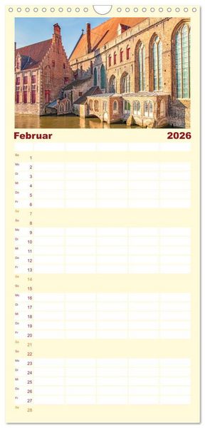 Produktbild: Familienplaner 2026 - Br&uuml;gge - malerische Stadt mit Charme mit 5 Spalten (Wandkalender, 21 x 45 cm) CALVENDO