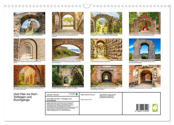 Produktbild: Vom Hier ins Dort - Torb&ouml;gen und Durchg&auml;nge (Wandkalender 2026 DIN A3 quer), CALVENDO Monatskalender