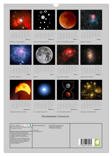 Produktbild: Wunderbares Universum (Wandkalender 2026 DIN A3 hoch), CALVENDO Monatskalender