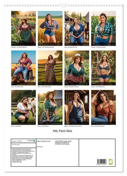 Produktbild: XXL Farm Girls (Wandkalender 2026 DIN A2 hoch), CALVENDO Monatskalender