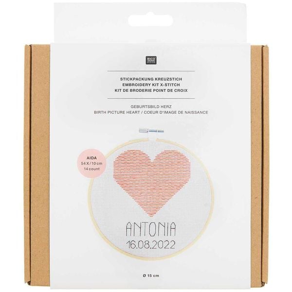 Produktbild: Stickpackung Geburtsbild Herz
